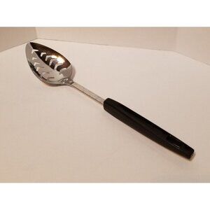Vintage Androck Black Handle Chromium Plate Serving Slotted Spoon  12"